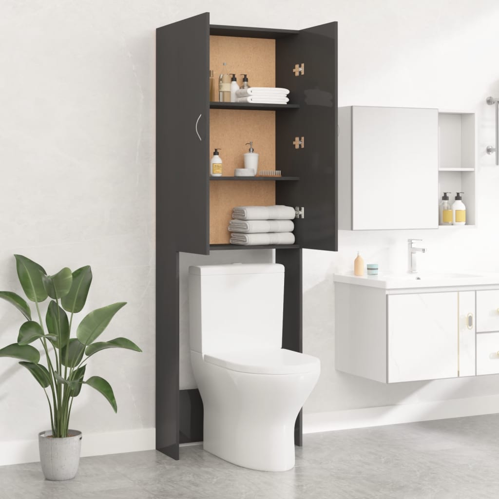 Waschmaschinenschrank Hochglanz-Grau 64x25,5x190 cm