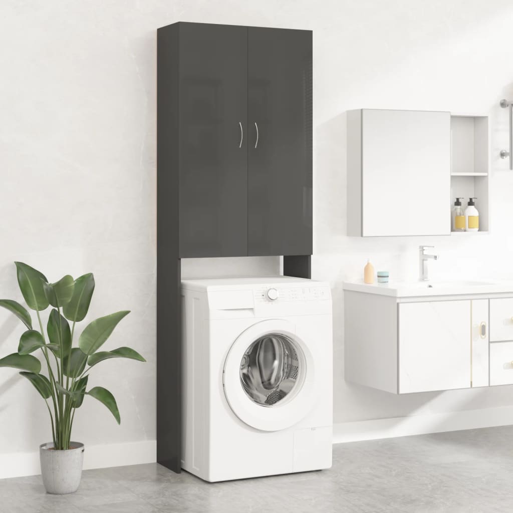 Waschmaschinenschrank Hochglanz-Grau 64x25,5x190 cm