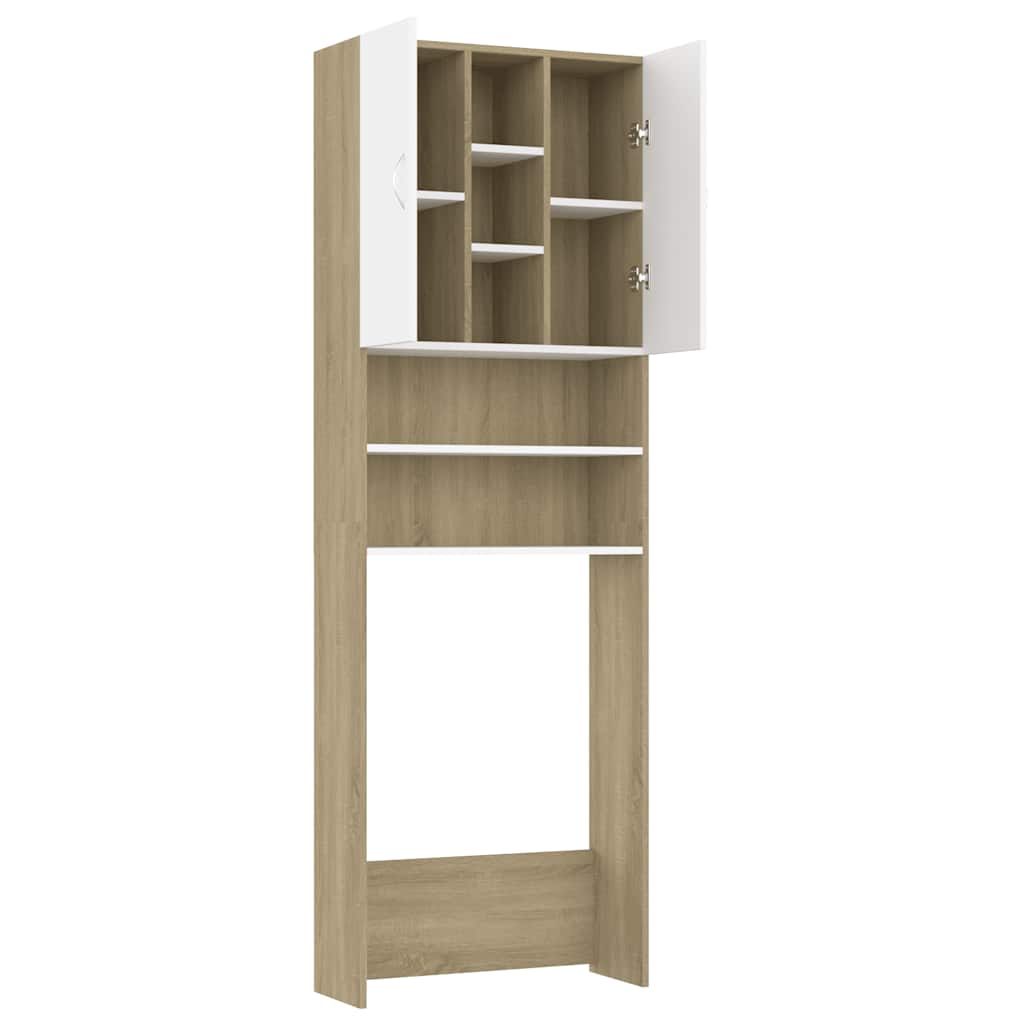 Waschmaschinenschrank Weiß Sonoma-Eiche 64x25,5x190 cm