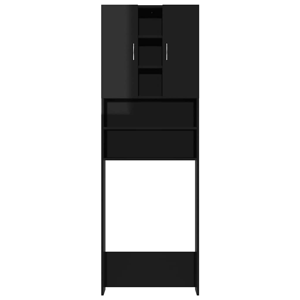 Waschmaschinenschrank Hochglanz-Schwarz 64x25,5x190 cm