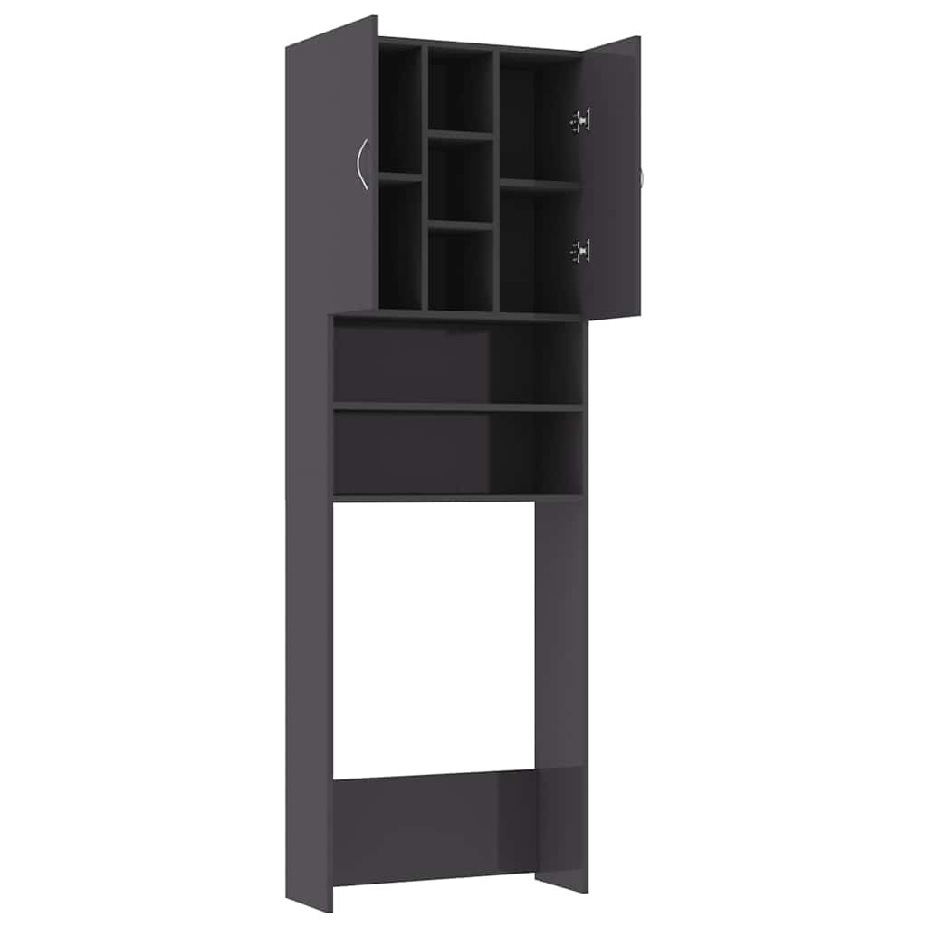 Waschmaschinenschrank Hochglanz-Grau 64x25,5x190 cm