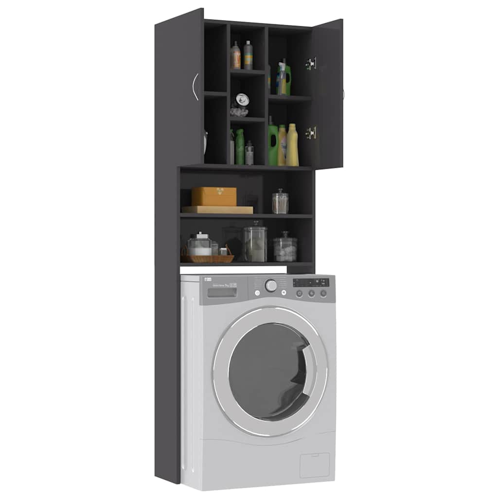 Waschmaschinenschrank Hochglanz-Grau 64x25,5x190 cm