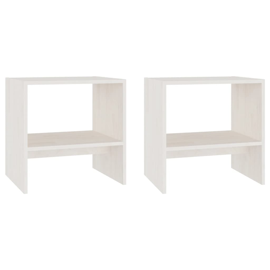 Tables de chevet 2 pcs. Blanc 40x30,5x40 cm en bois de pin massif