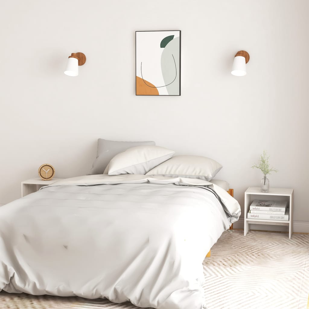 Tables de chevet 2 pcs. Blanc 40x30,5x40 cm en bois de pin massif