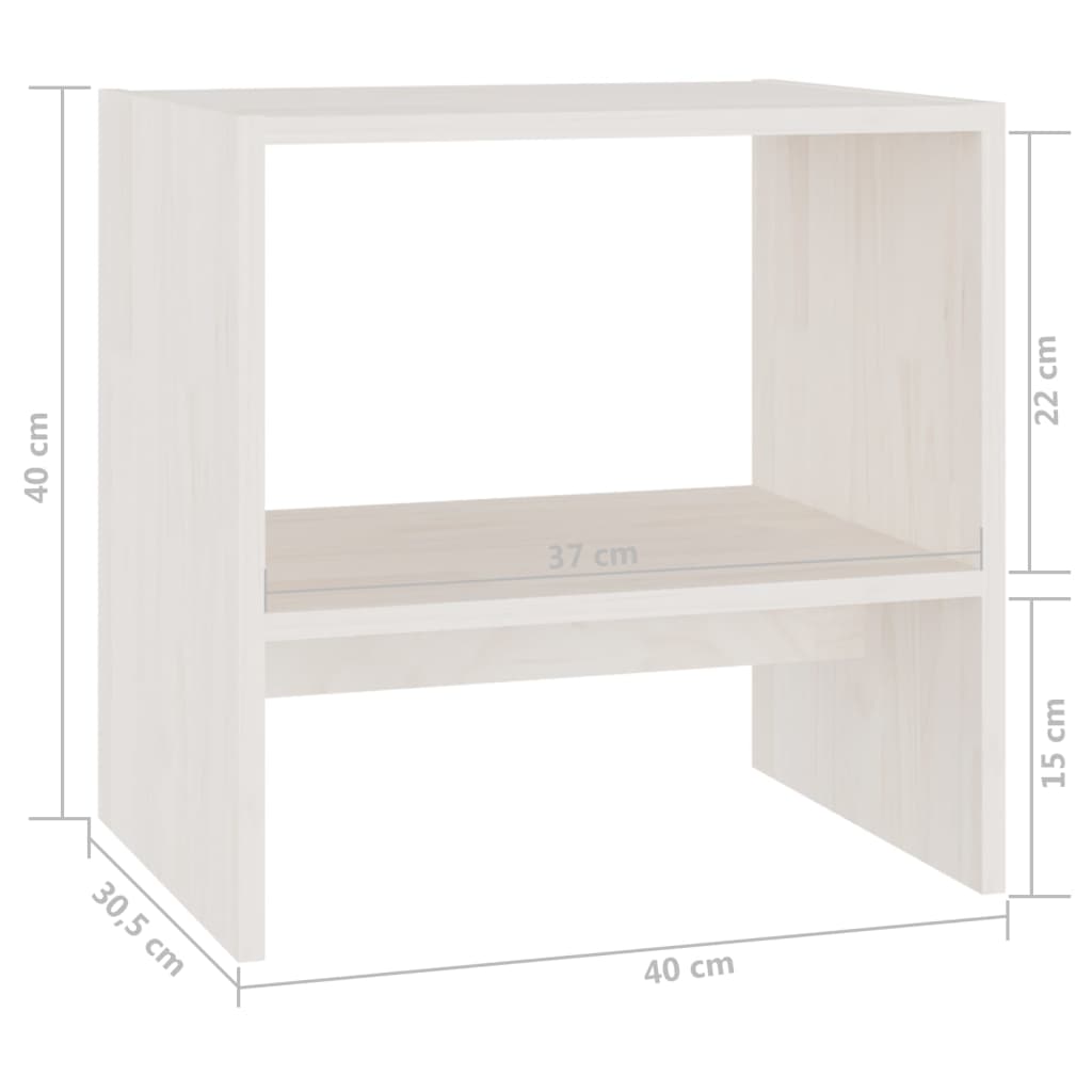 Tables de chevet 2 pcs. Blanc 40x30,5x40 cm en bois de pin massif