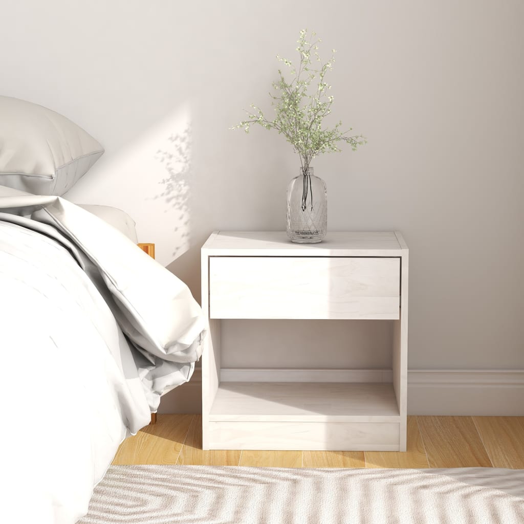 Bedside tables 2 pcs. White 40x31x40 cm solid pine wood