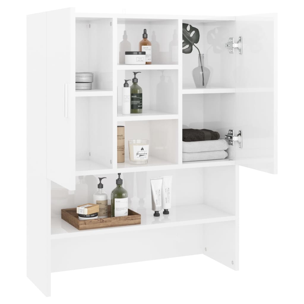 Washing machine cabinet high-gloss white 70.5x25.5x90 cm