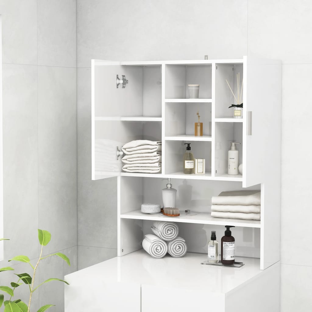 Washing machine cabinet high-gloss white 70.5x25.5x90 cm