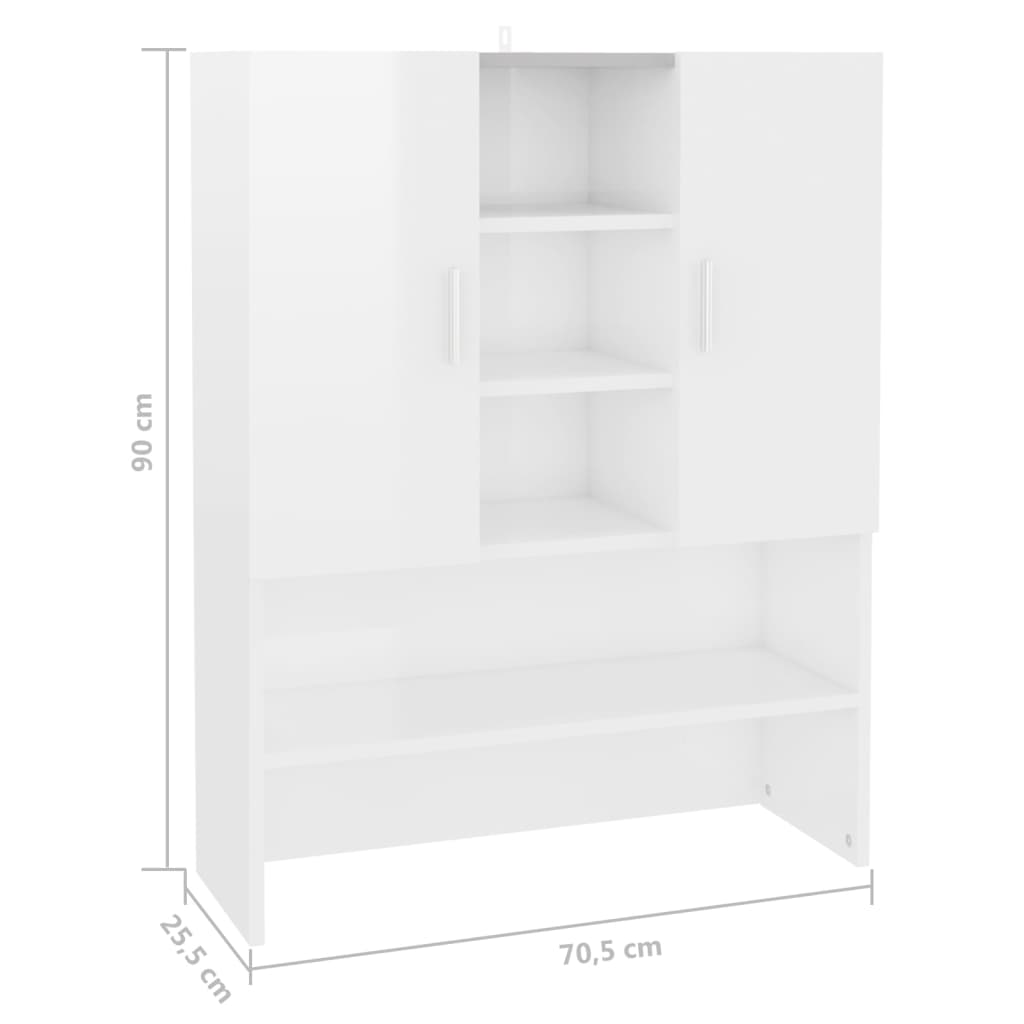 Washing machine cabinet high-gloss white 70.5x25.5x90 cm