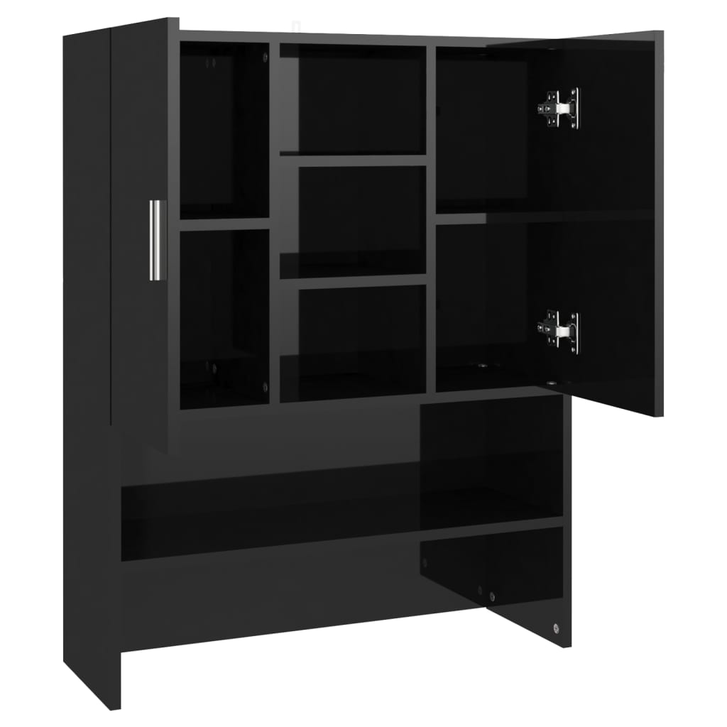 Waschmaschinenschrank Hochglanz-Schwarz 70,5x25,5x90 cm
