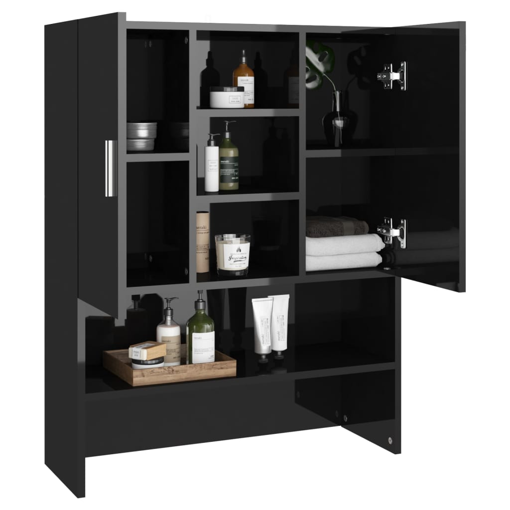 Waschmaschinenschrank Hochglanz-Schwarz 70,5x25,5x90 cm