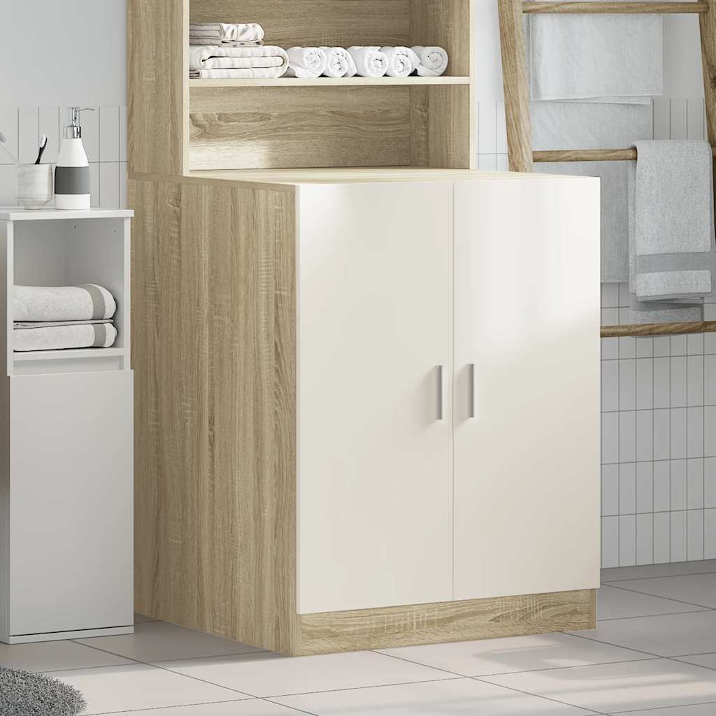Waschmaschinenschrank Weiß und Sonoma-Eiche 71x71,5x91,5 cm