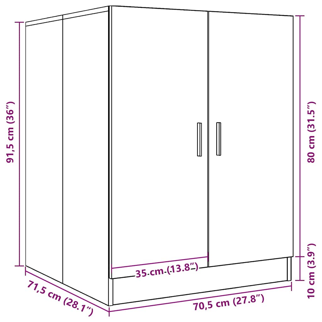Waschmaschinenschrank Hochglanz-Schwarz 71x71,5x91,5 cm