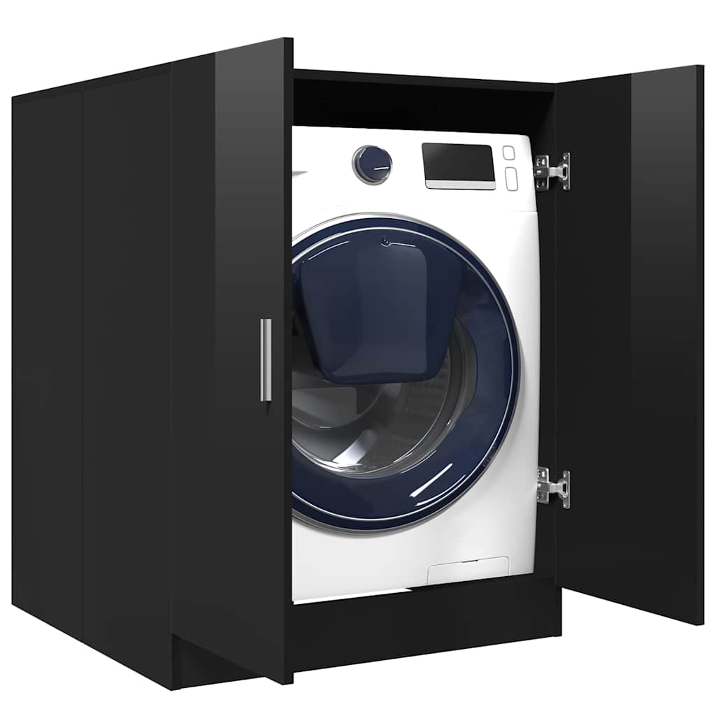 Waschmaschinenschrank Hochglanz-Schwarz 71x71,5x91,5 cm