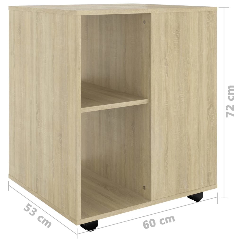 Armoire roulante chêne Sonoma 60x53x72 cm matériau bois