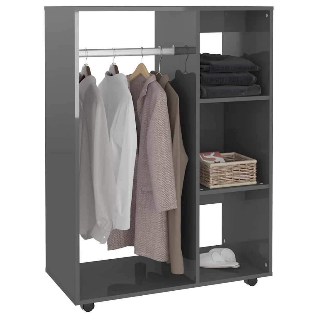 Kleiderschrank Hochglanz-Grau 80x40x110 cm Holzwerkstoff