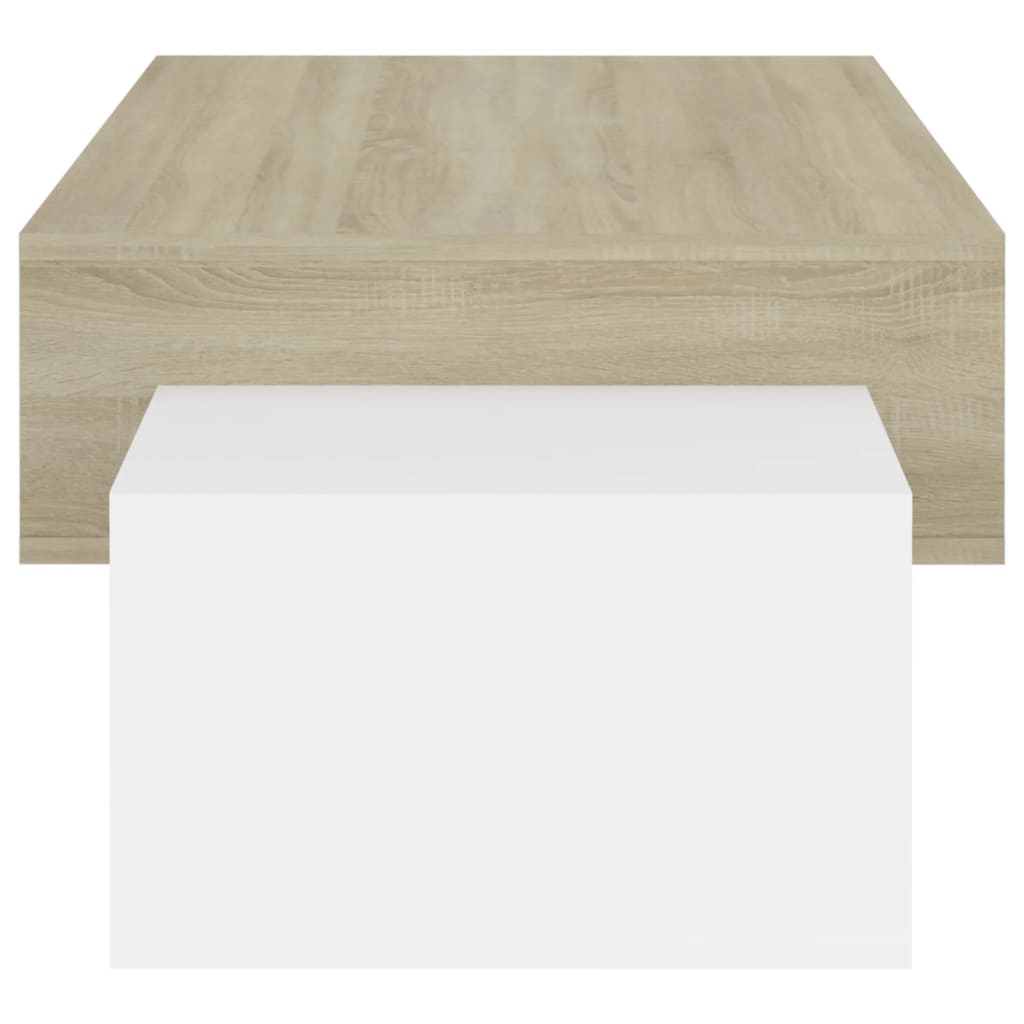 Couchtisch Weiß und Sonoma-Eiche 105x55x32 cm Holzwerkstoff