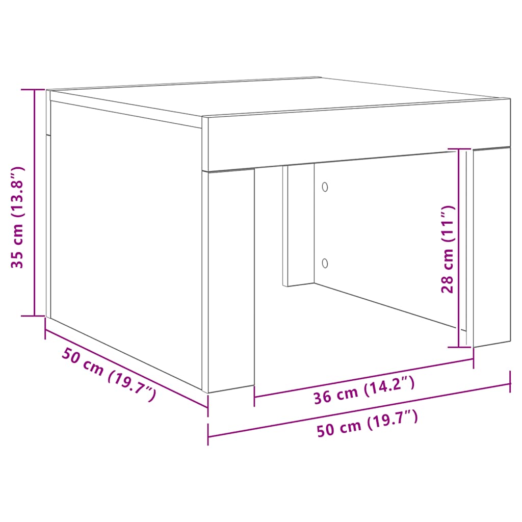 Table basse gris béton 50x50x35 cm en bois