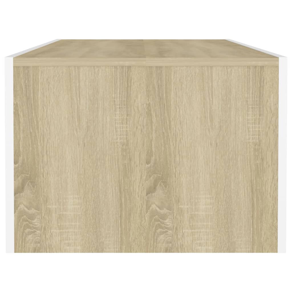Couchtisch Weiß Sonoma-Eiche 110x50x35 cm Holzwerkstoff