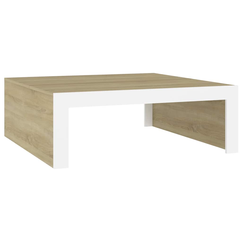 Couchtisch Weiß und Sonoma-Eiche 100x100x35 cm Holzwerkstoff