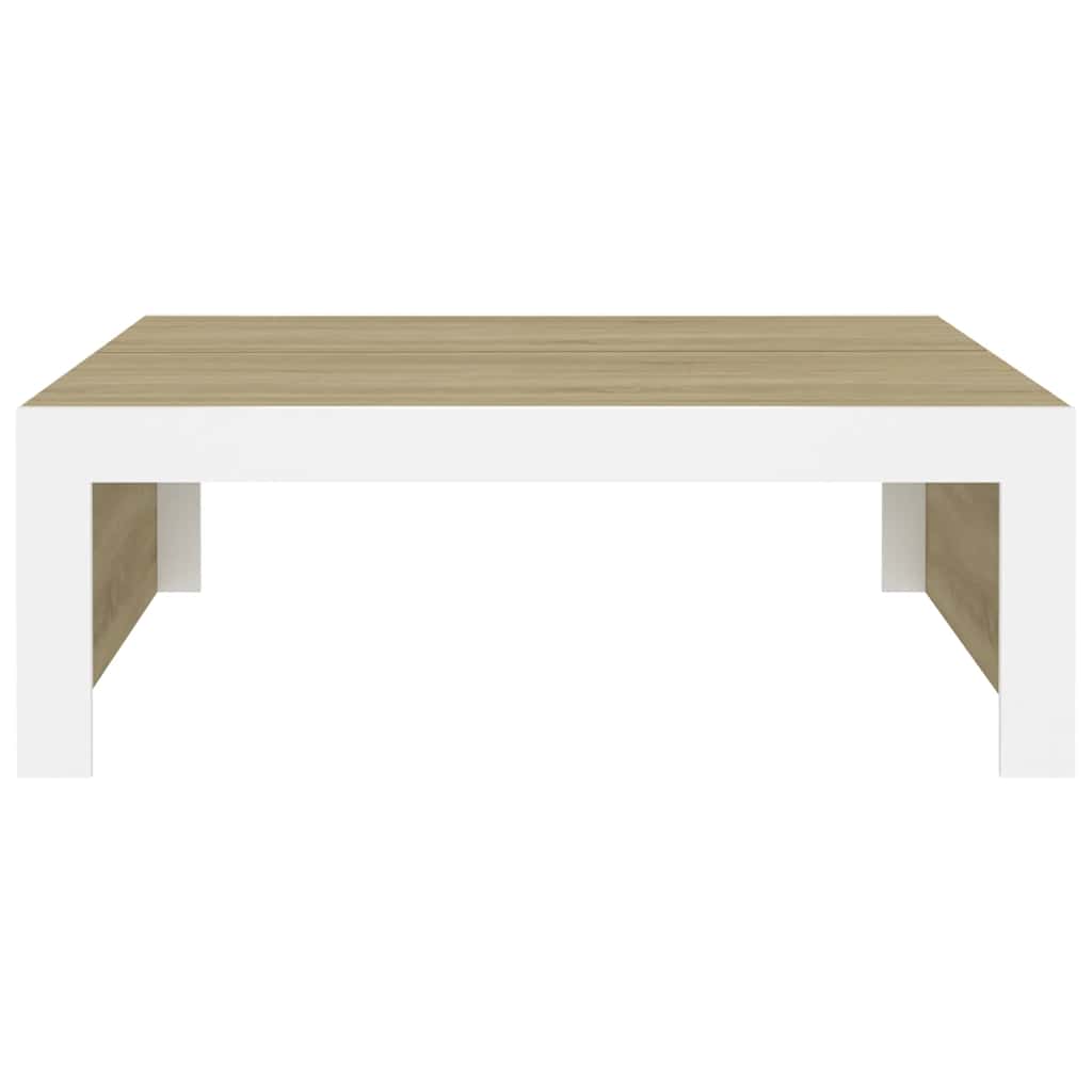 Couchtisch Weiß und Sonoma-Eiche 100x100x35 cm Holzwerkstoff