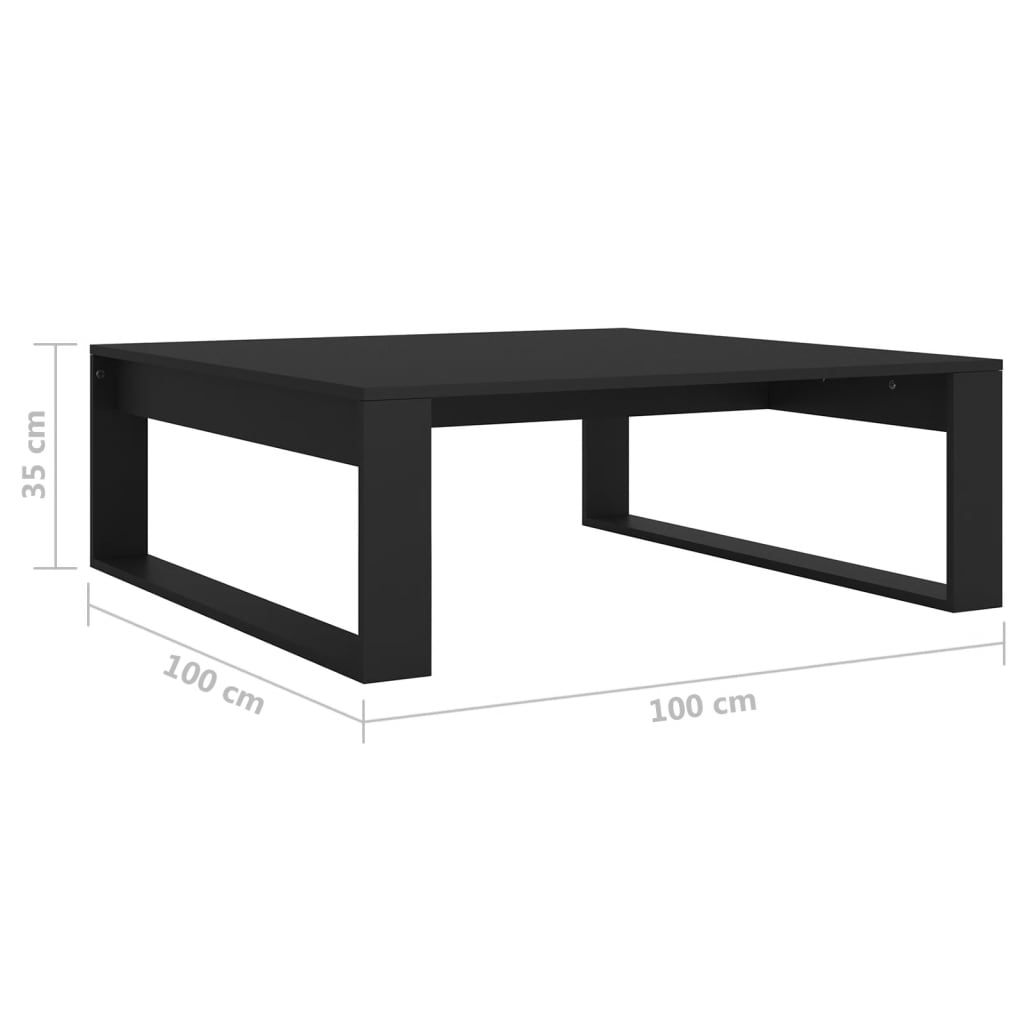 Coffee Table Black 100x100x35 cm Wood Material