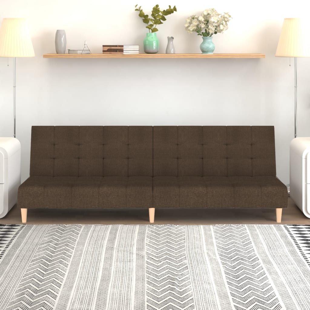 Schlafsofa 2-Sitzer Braun Stoff