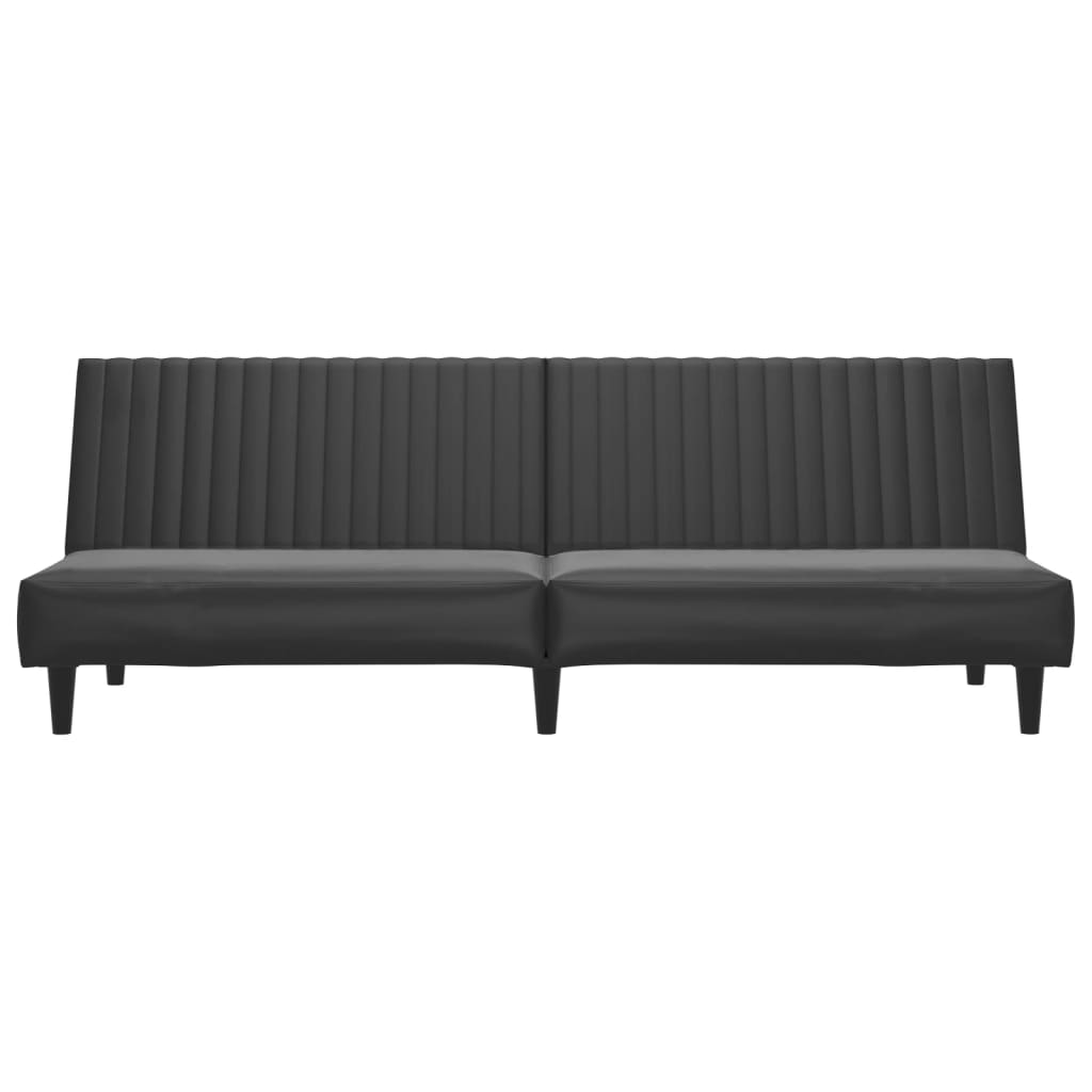 Schlafsofa 2-Sitzer Schwarz Kunstleder