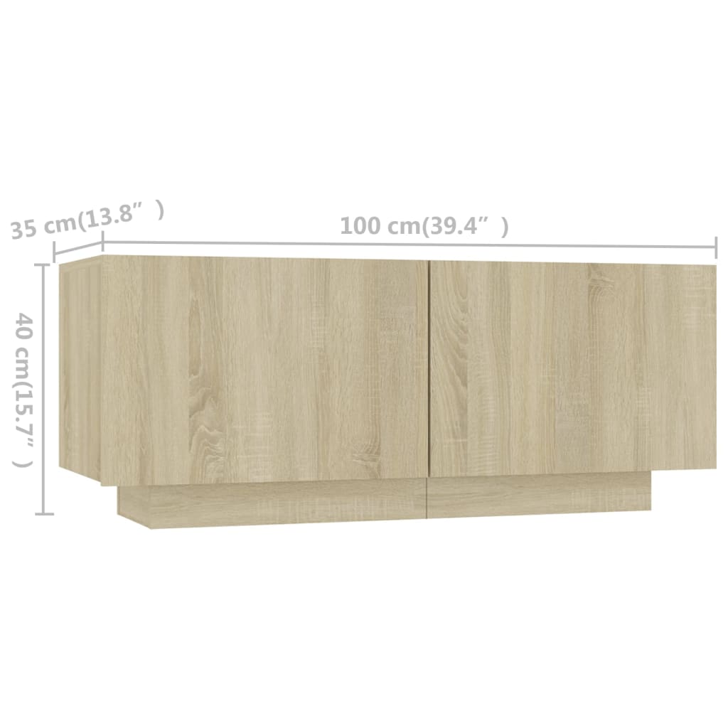 Meuble TV avec éclairage LED en chêne Sonoma 180x35x40 cm