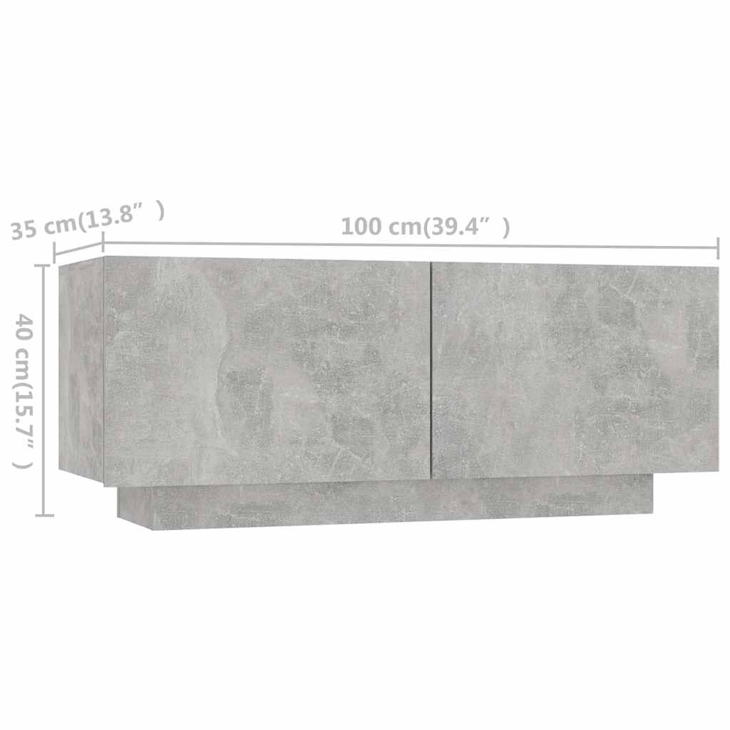 TV-Schrank mit LED-Leuchten Betongrau 200x35x40 cm