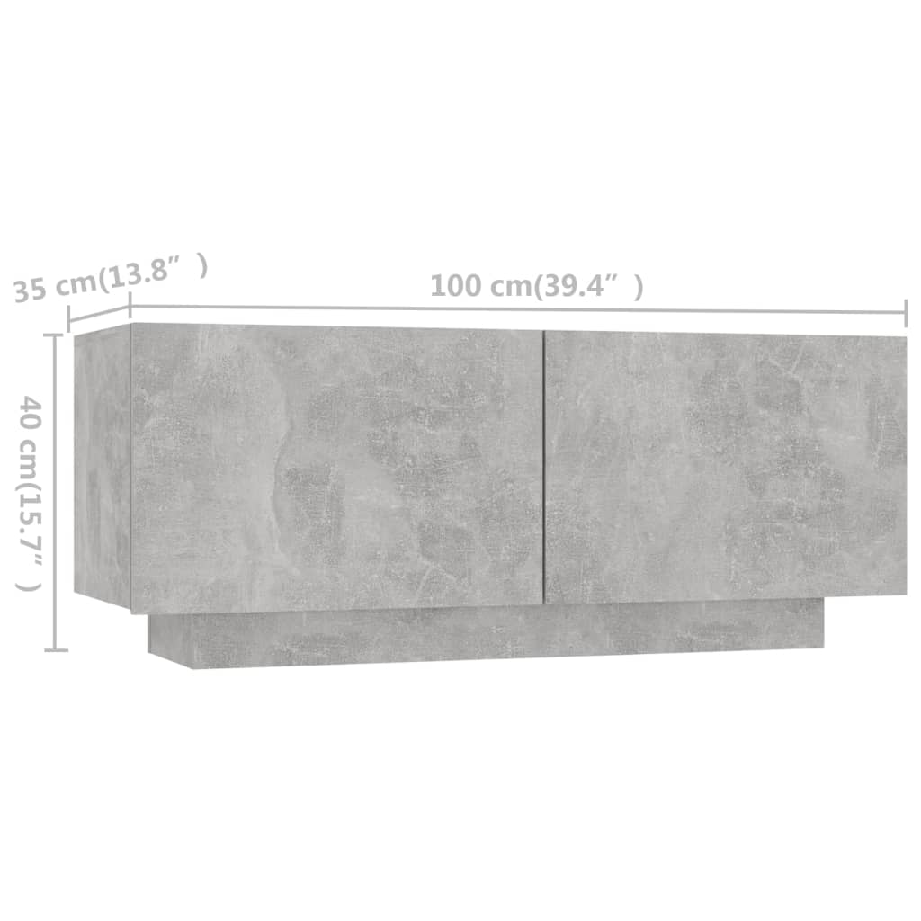TV-Schrank mit LED-Leuchten Betongrau 300x35x40 cm