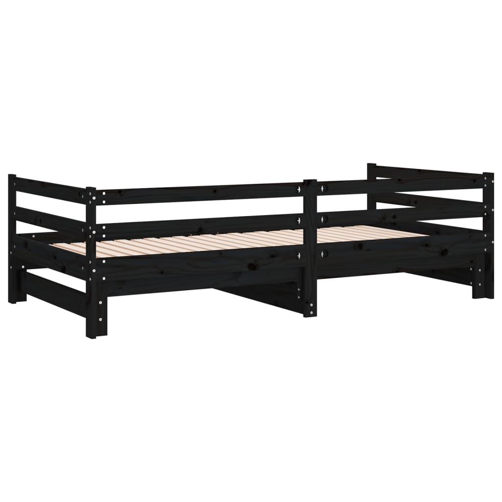 Ausziehbares Tagesbett Schwarz Massivholz Kiefer 2x(90x200) cm
