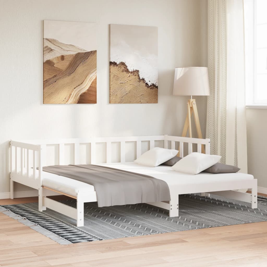 Extendable daybed white solid pine 2x(90x200) cm