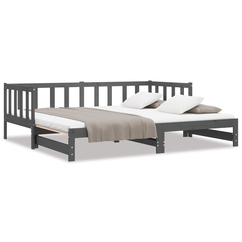 Pull-out daybed grey solid pine 2x(90x200) cm