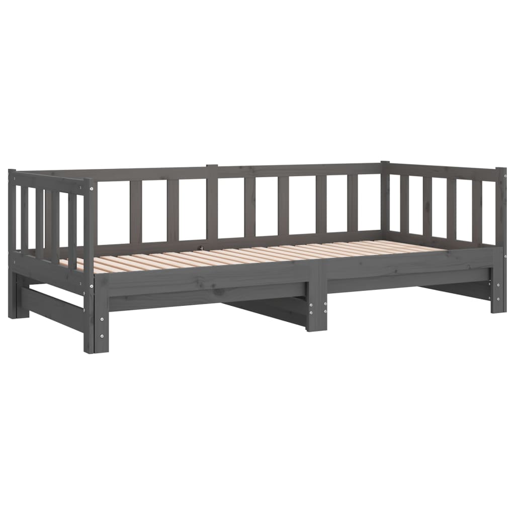 Pull-out daybed grey solid pine 2x(90x200) cm