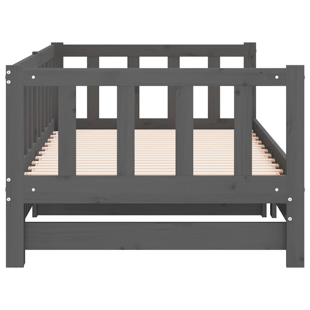 Pull-out daybed grey solid pine 2x(90x200) cm