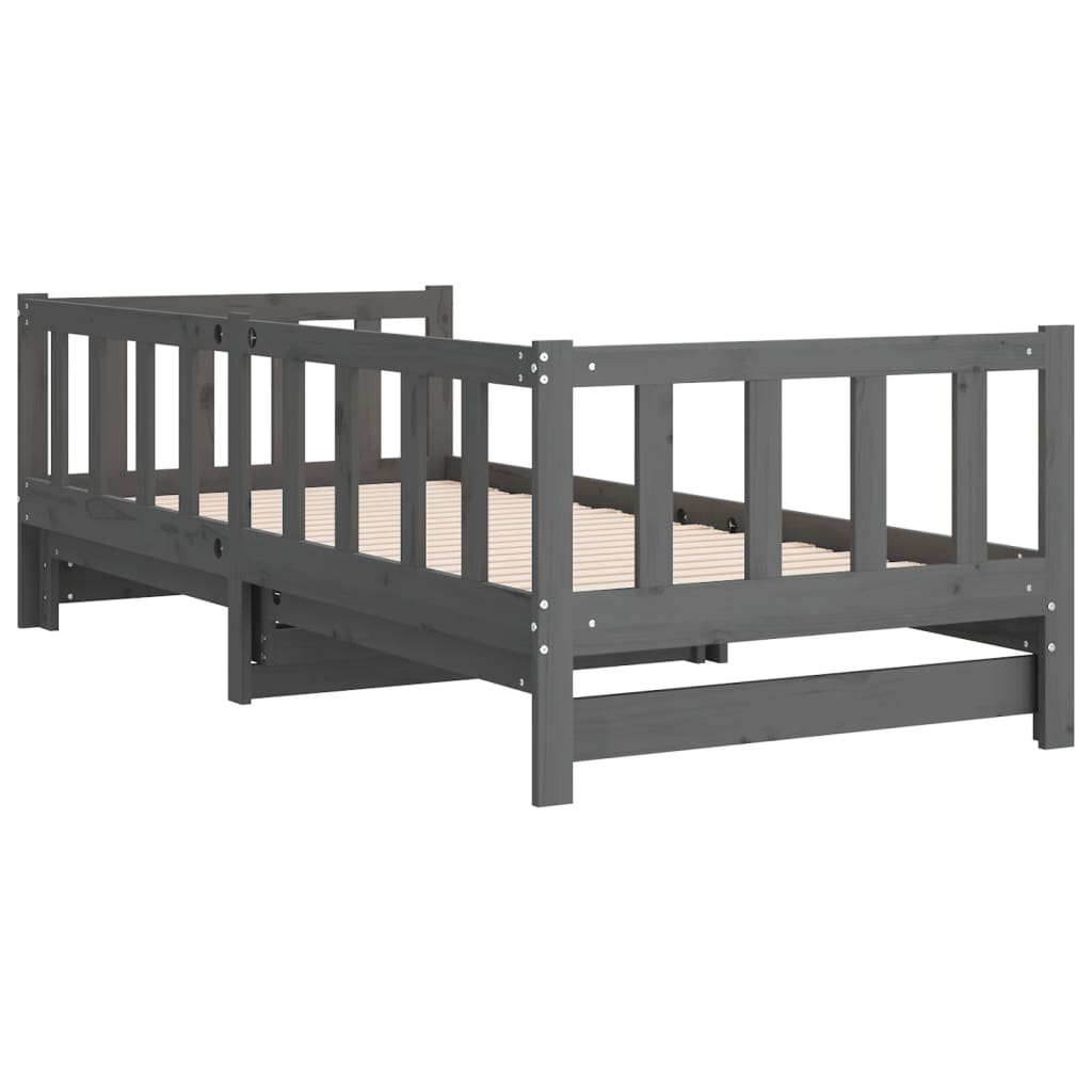 Pull-out daybed grey solid pine 2x(90x200) cm