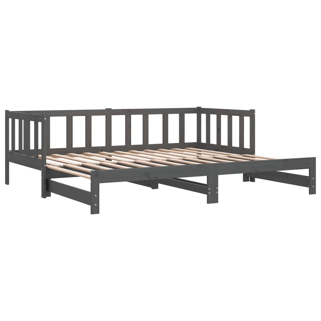 Pull-out daybed grey solid pine 2x(90x200) cm
