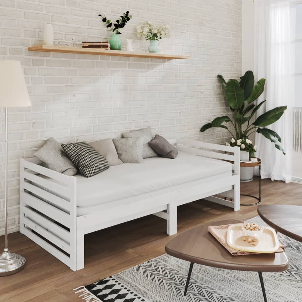 Extendable daybed white solid pine 2x(90x200) cm