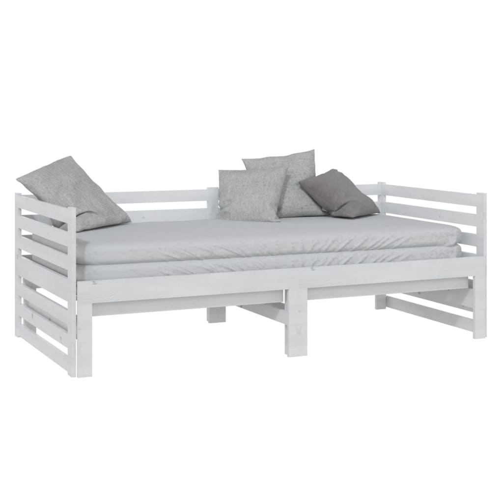 Extendable daybed white solid pine 2x(90x200) cm