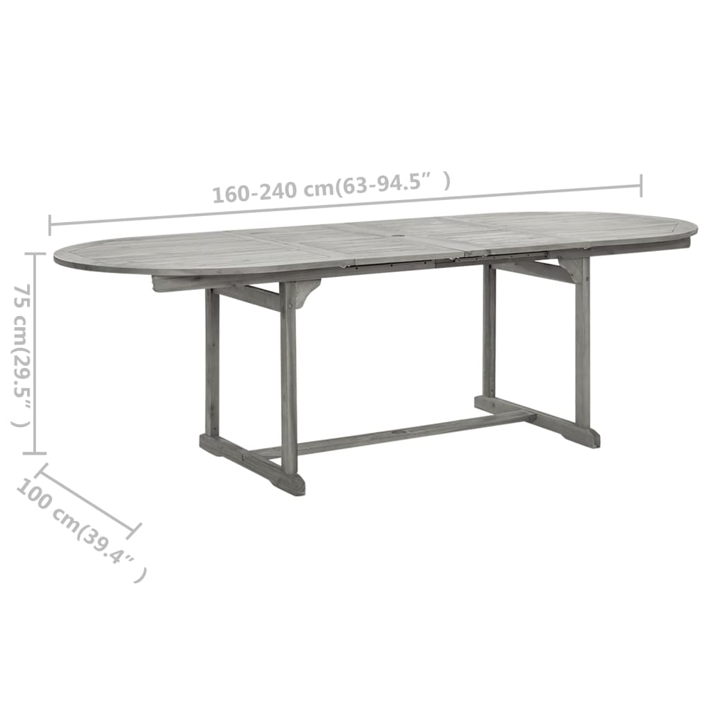 Table à manger de jardin (160-240)x100x75 cm en bois d'acacia massif