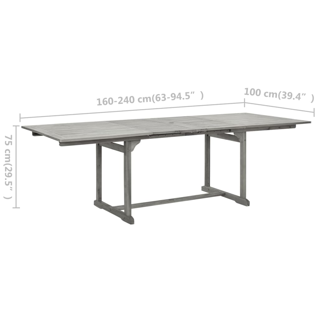Table à manger de jardin (160-240)x100x75 cm en bois d'acacia massif
