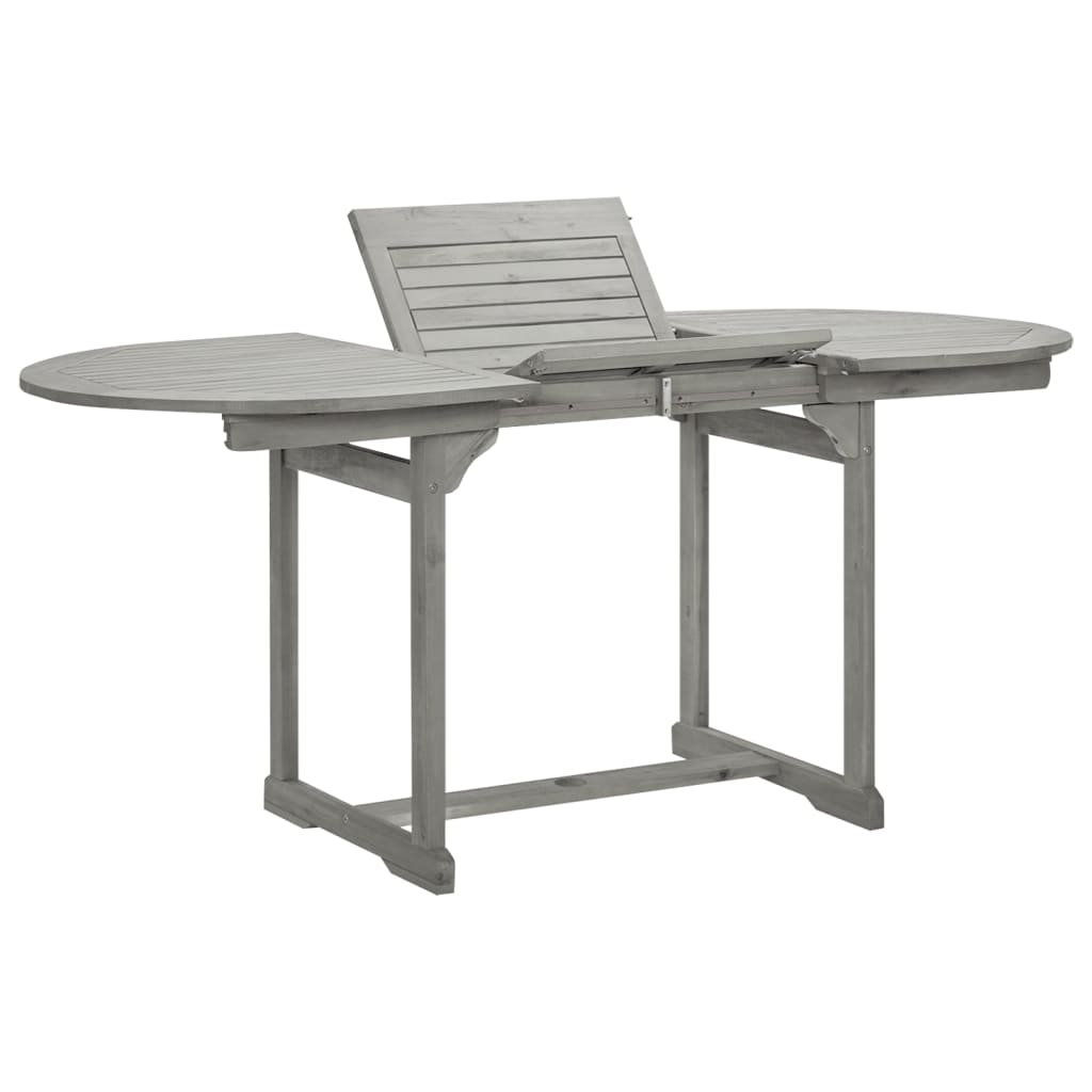 Table à manger de jardin (120-170)x80x75 cm en bois d'acacia massif