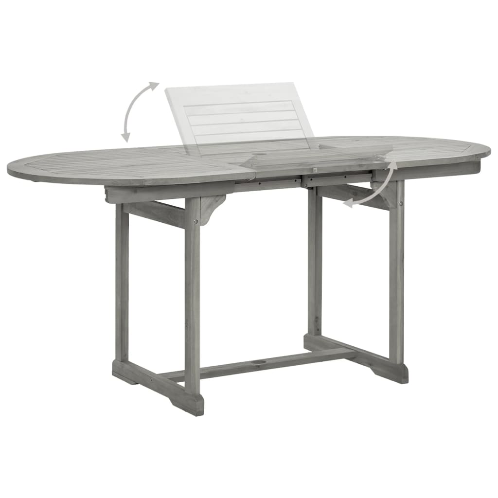 Table à manger de jardin (120-170)x80x75 cm en bois d'acacia massif