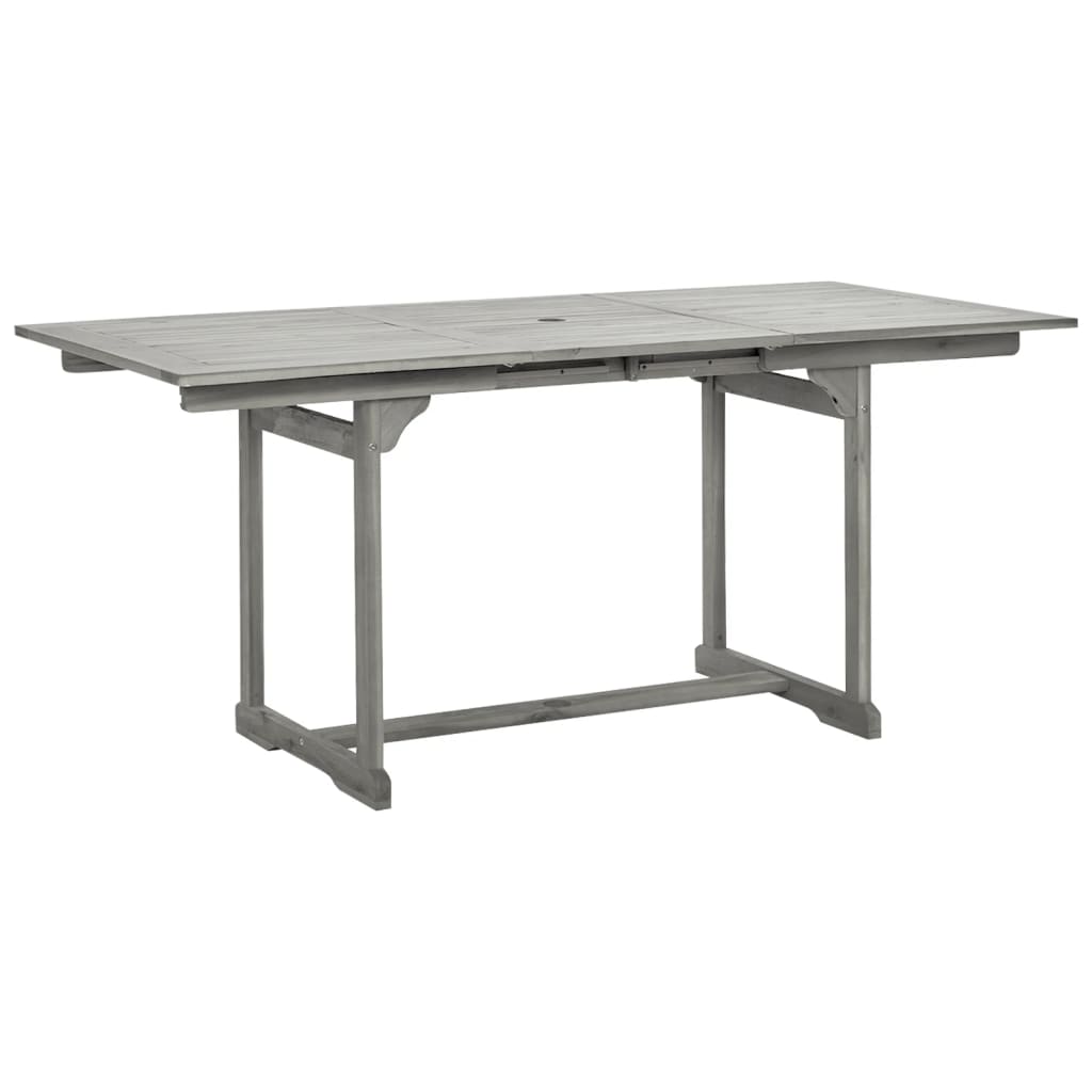 Table à manger de jardin (120-170)x80x75 cm en bois d'acacia massif