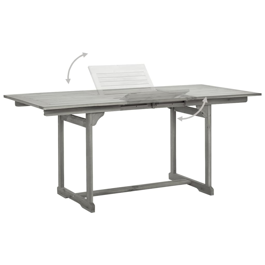 Table à manger de jardin (120-170)x80x75 cm en bois d'acacia massif
