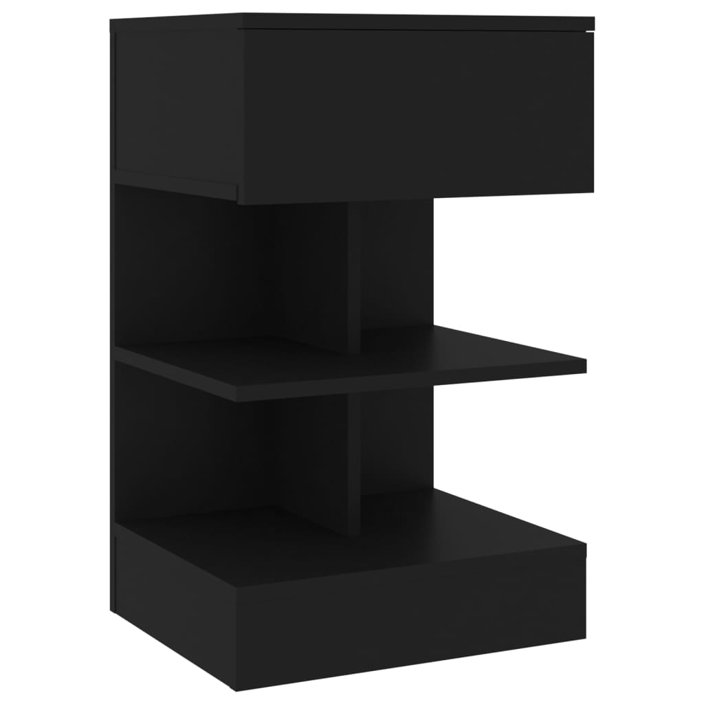 Bedside Table Black 40x35x65 cm Wood Material