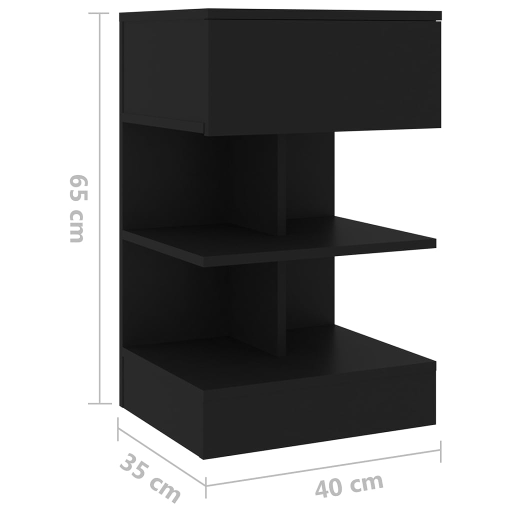 Tables de chevet 2 pièces Noir 40x35x65 cm