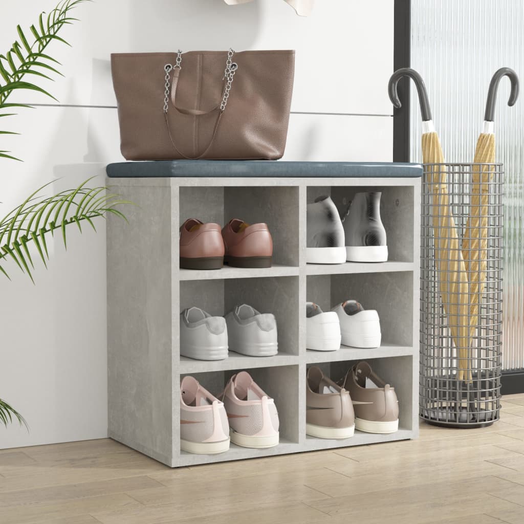 Étagère à chaussures gris béton 52,5x30x50 cm