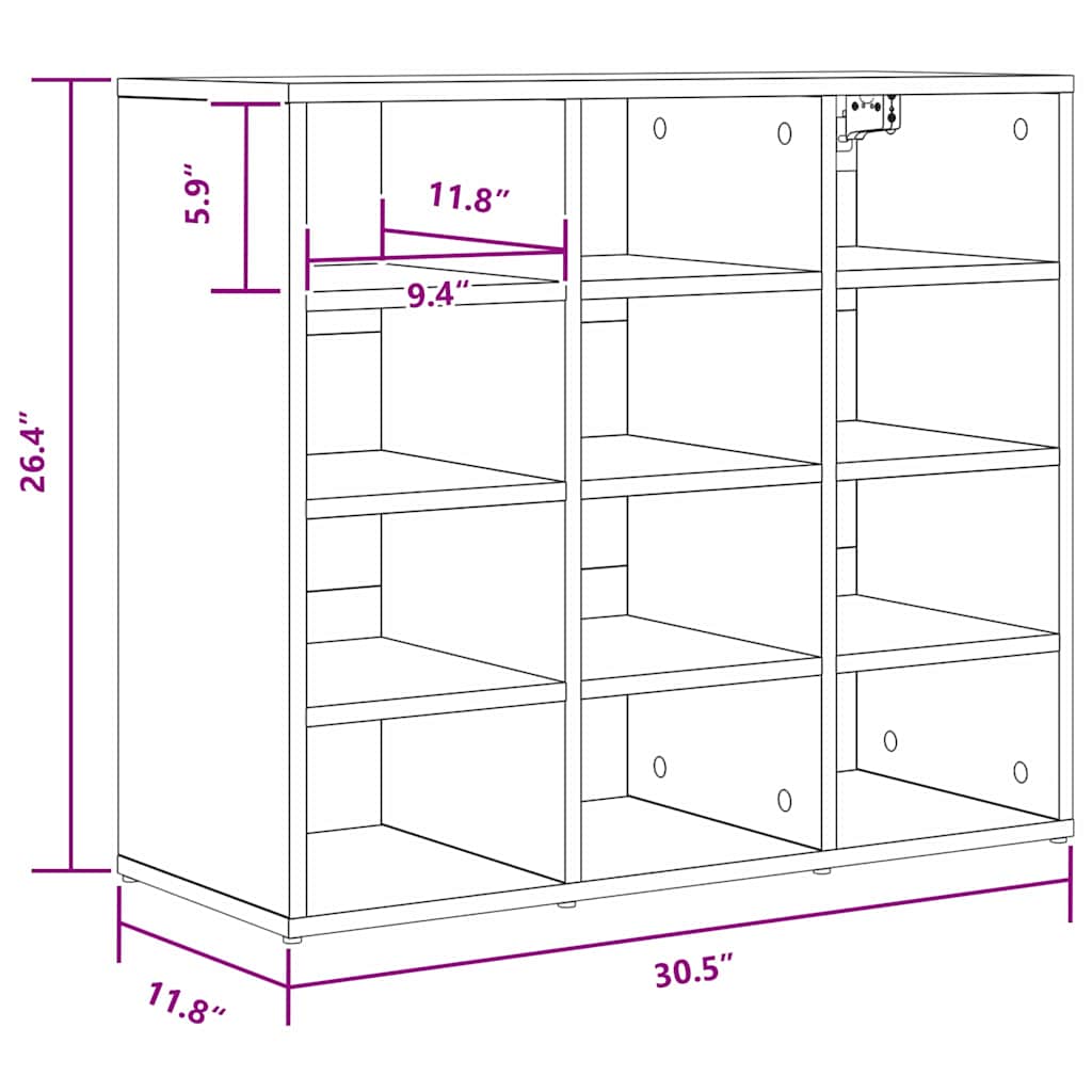 Schuhschrank Betongrau 77,5 x 30 x 67 cm Holzwerkstoff